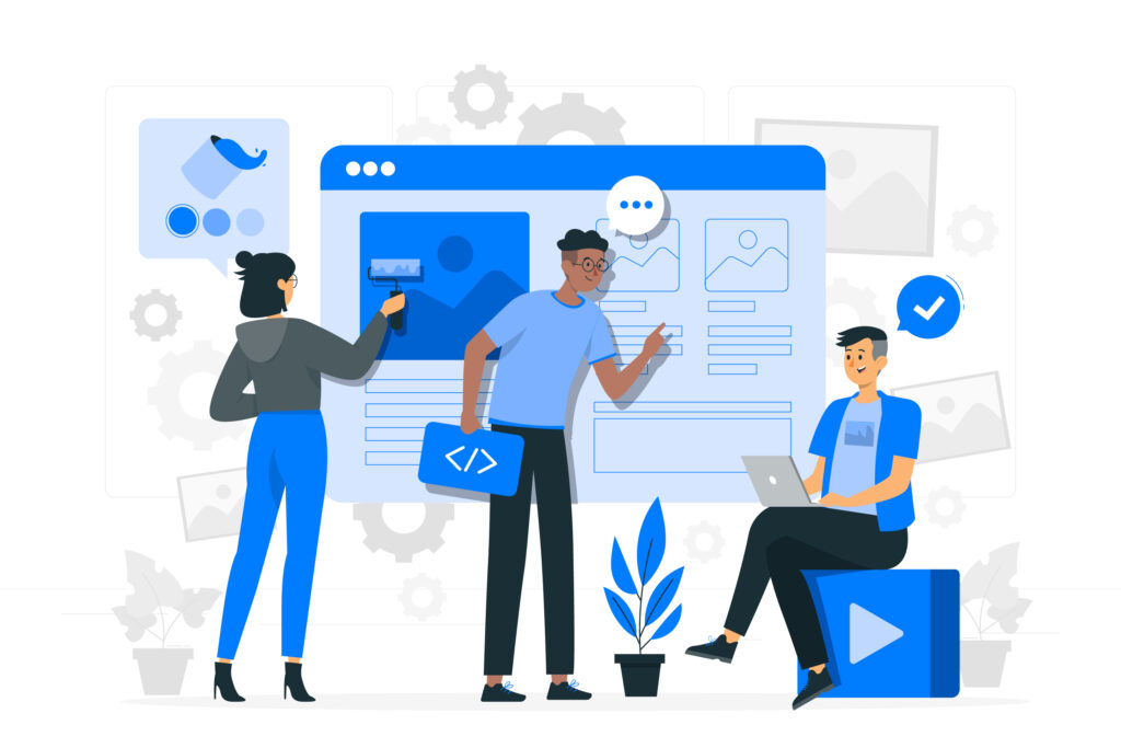 A UX UI team working together