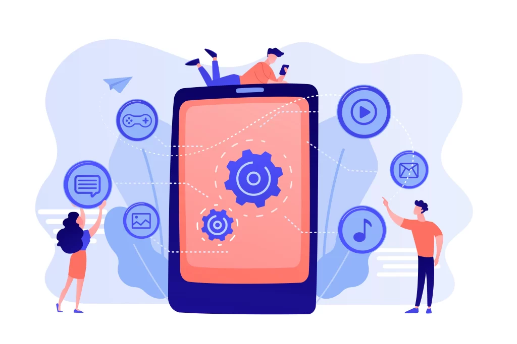 MOBILE APP PERFORMANCE OPTIMIZATION- employees working on mobile app development