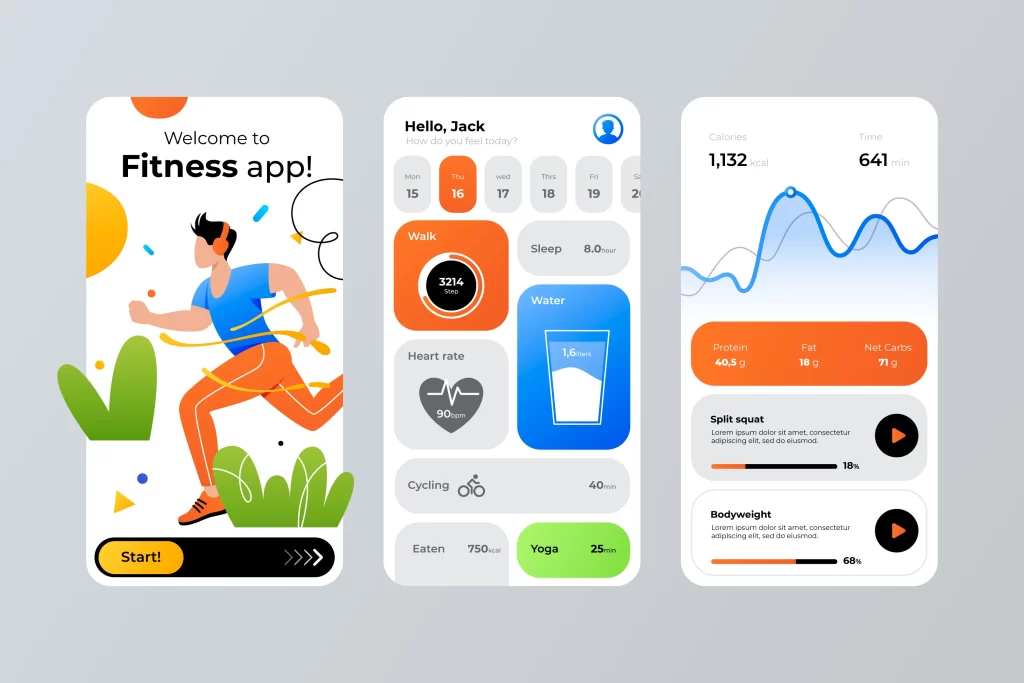 Custom fitness app development- fitness app illustration image